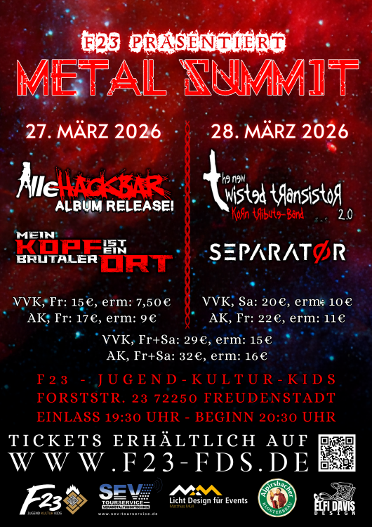 F23-Metal Summit: AlleHackbar & Mein Kopf ist ein brutaler Ort